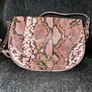 Nine West In The Loop Embossed Saddle Multicolor Faux Leather Cross Body Bag